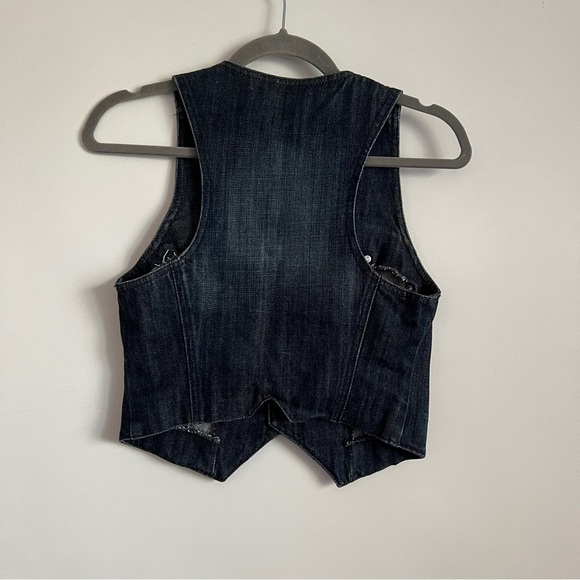 Vintage Y2K Furst Premium Denim Vest Button Front-Size 4 Utility Cargo Style - Picture 7 of 14